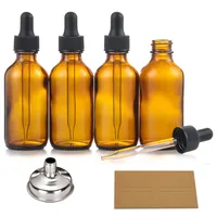 4-Pack 2oz Amber Glass Dropper Bottles with Funnel & Labels -Tincture Bottles 60ml Leakproof Tincture Bottles for Essential Oils 1