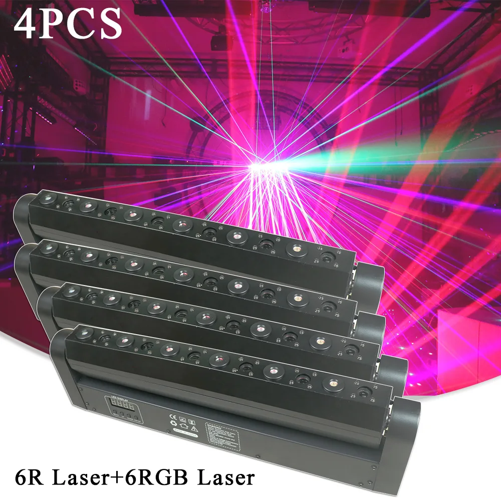 4Pcs Laser Moving Bar 6Eye R Laser Con 6Eye Rgb Laser Projector Beam Starry Sky Effect Dj Disco Party Dance Stage Lighting