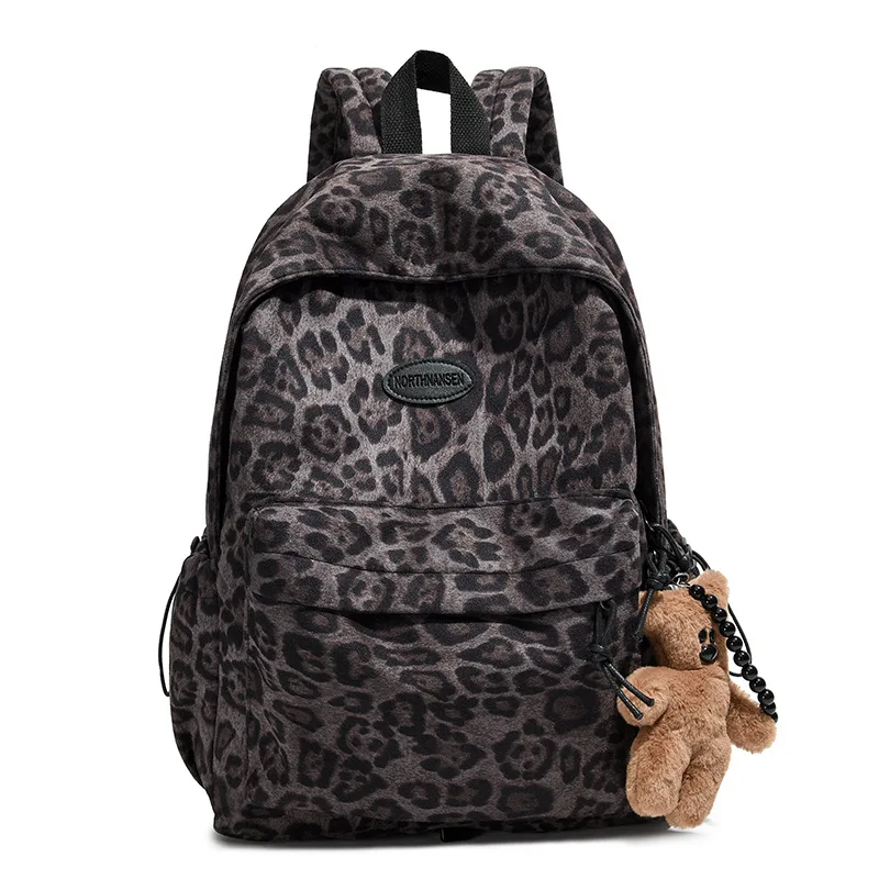 2025 New Fashion Leopard Print Backpack Women's Fashion Leisure Travel Backpack Spice Girl Style School Bag Ins Niche 5