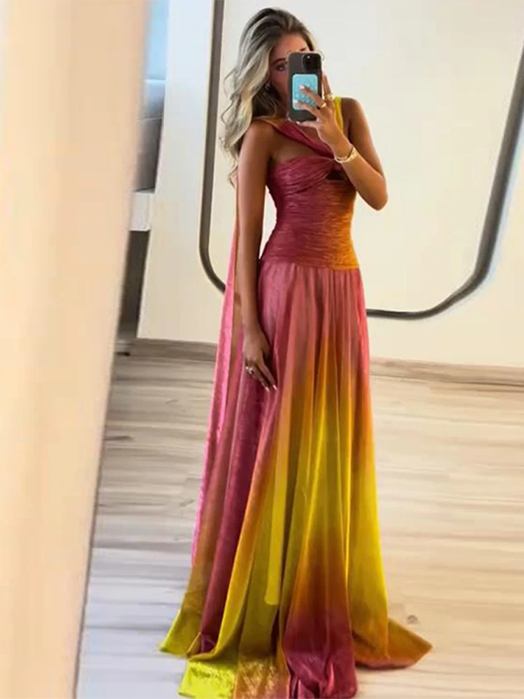Vestido largo elegante con cinta degradada para mujer, vestidos de