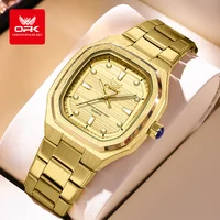 OPK 6044 Men's Wristwatch Gold Stainless steel Square Simple Waterproof Luminous Quartz Men Watch 1