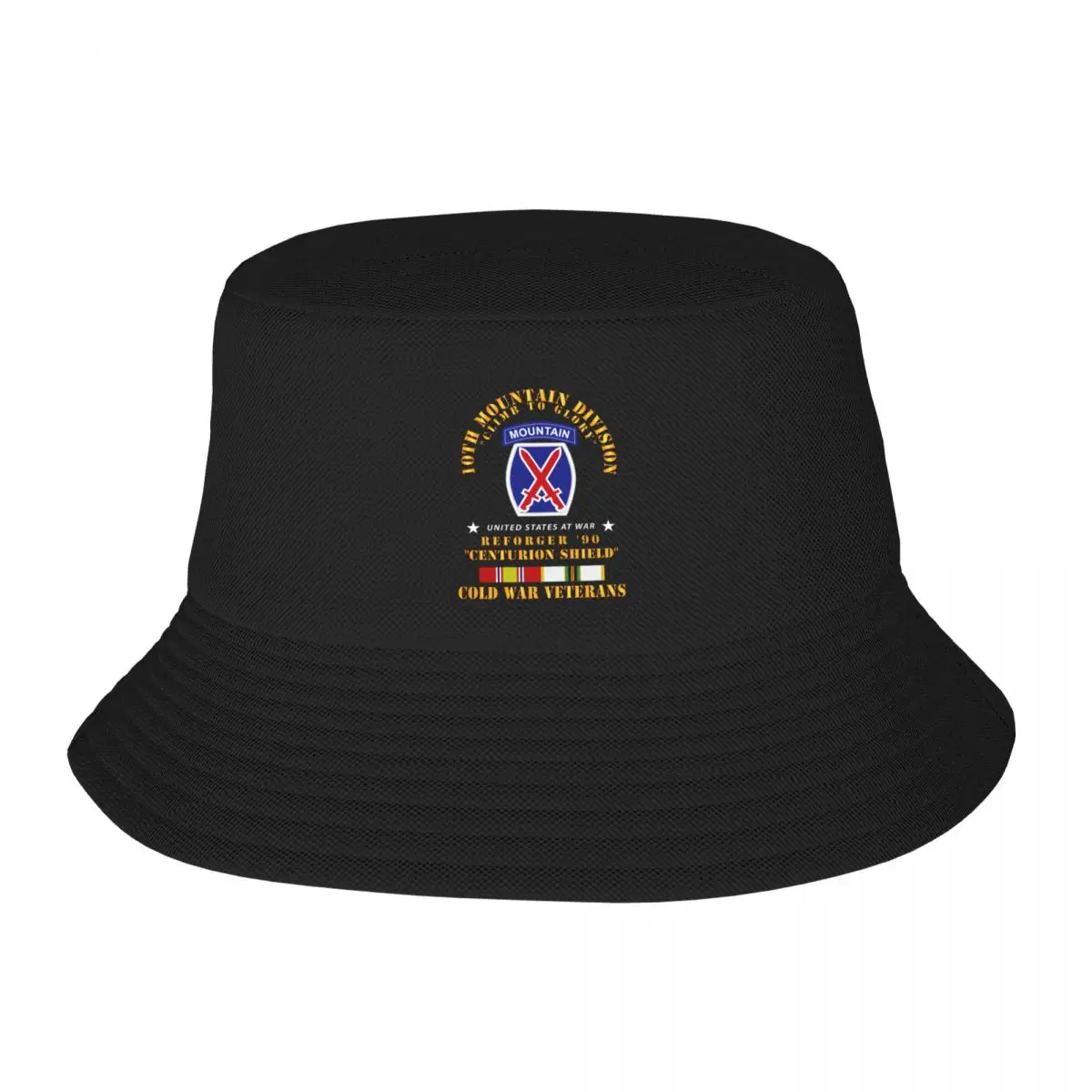 

New 10th Mountain Division - Climb to Glory - REFORGER 90, CENTURION SHIELD- COLD X 300 Bucket Hat Luxury Hat Mens Hat Women's