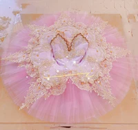 Light Blue Professional Ballet Tutu Lace Appliques Costumes For Adult Girls Dancing Children Ballerina Pleated Tutu Dress - Image 4