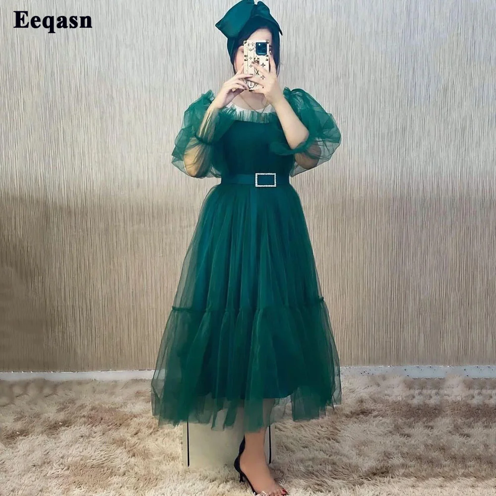 

Eeqasn тёмные Выпускные платья-миди из шампажа, Саудовская Аравия, раннее вечернее платье, плиссированные платья с открытыми плечами для выпускного вечера