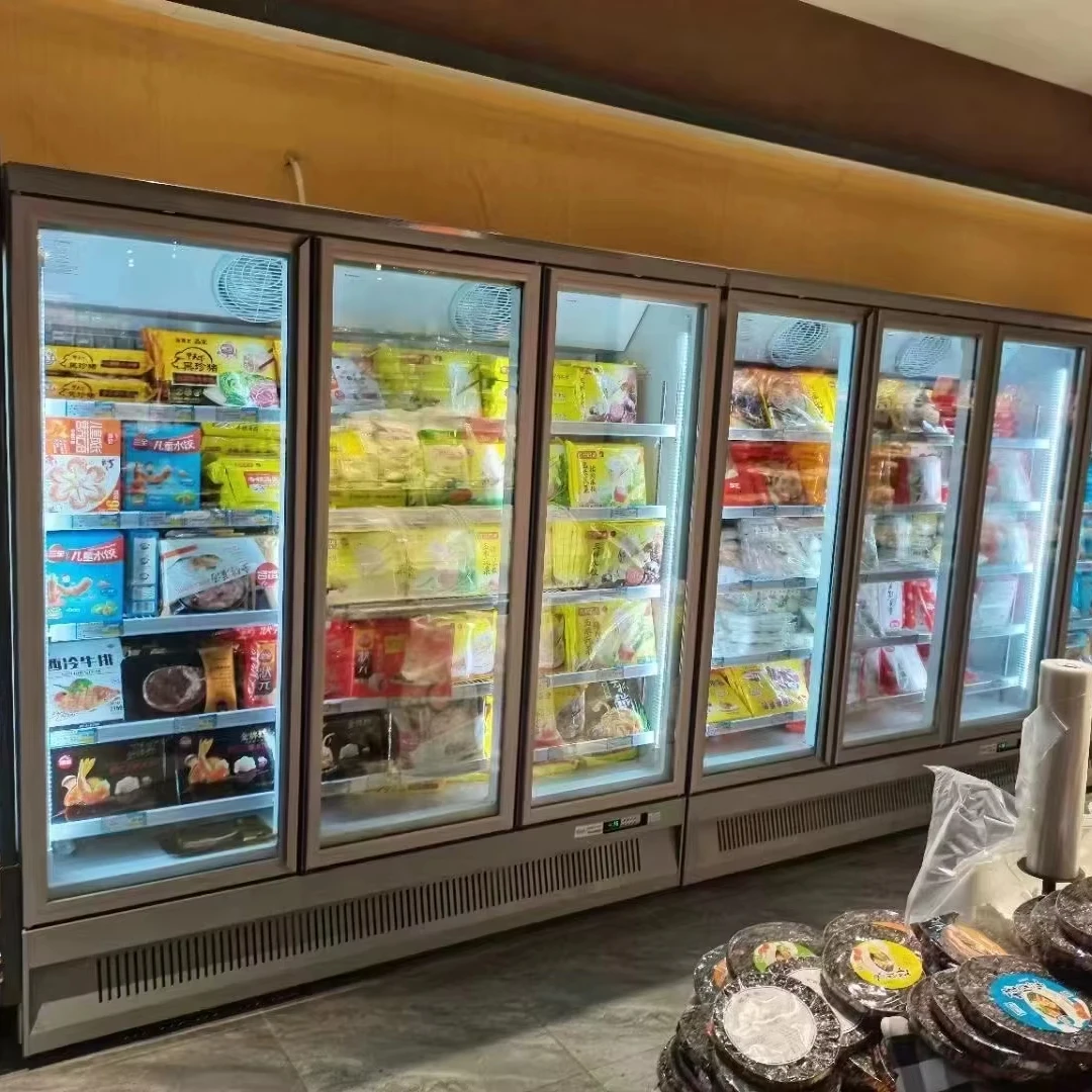 Supermarket Commercial Open Display Cabinet Air Cooling Vertical Showcase Bottom Mounted Freezer