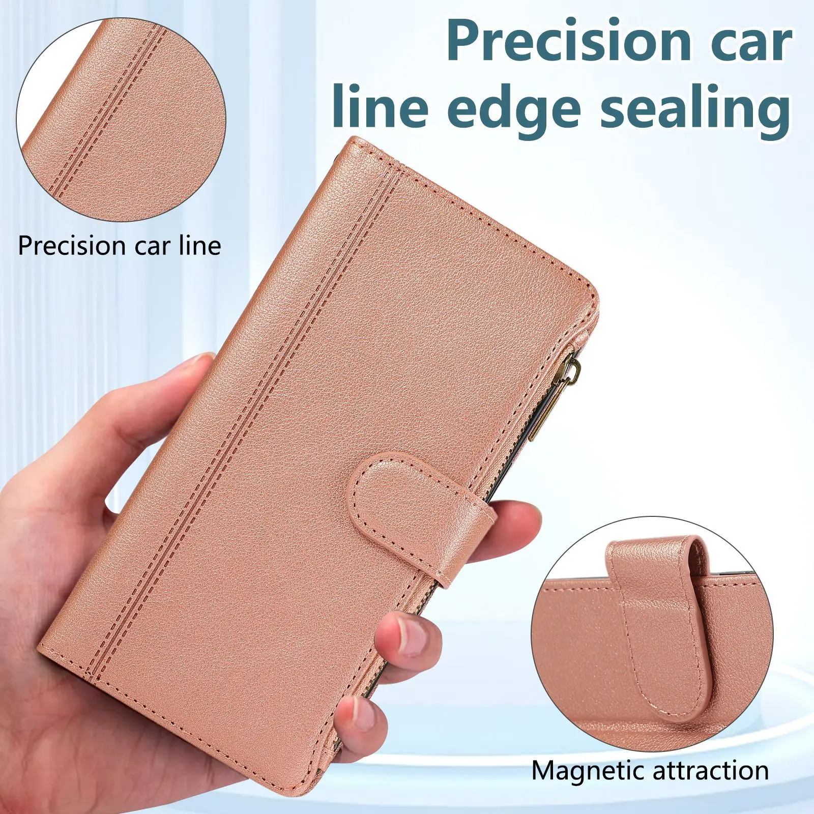 Turbo 5 Max Embossed Zipper Multi-Card Holder Phone Case - Premium Artificial Leather