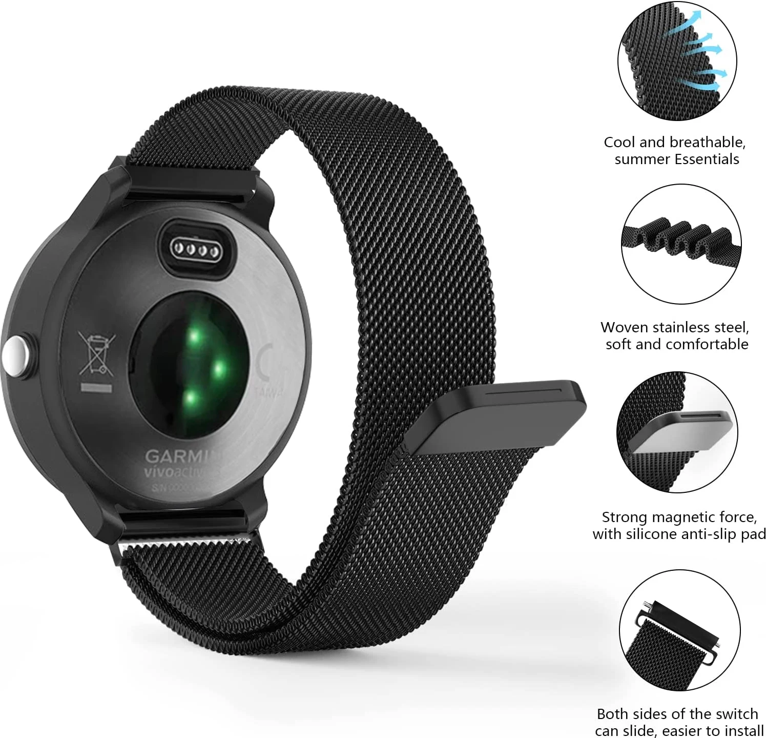 Milanese Loop Smartwatch Wristband Bracelet - 20mm/22mm Strap