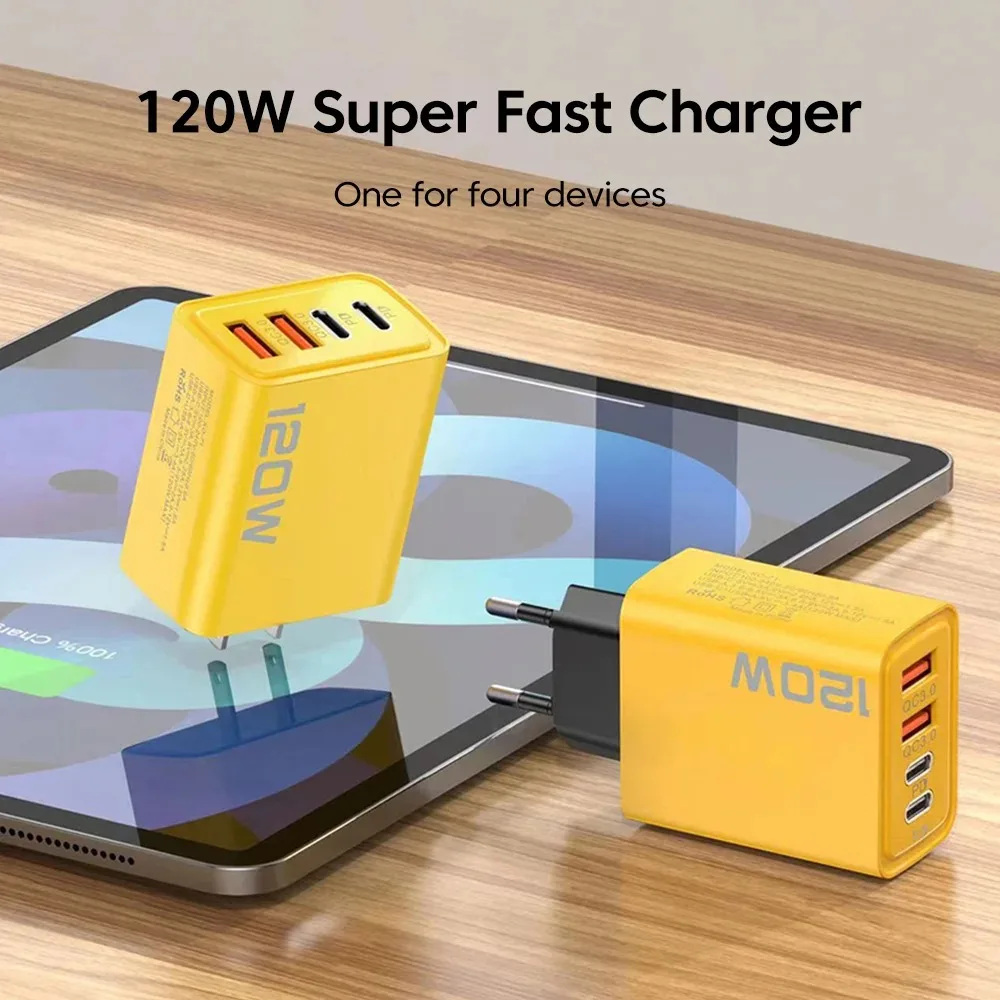 Total 120W Fast Charger Type C Quick Charge 3.0 USB Charger Adapter For iPhone Samsung Xiaomi PD USB Charger Fast Charging Plug BEST SELLERS