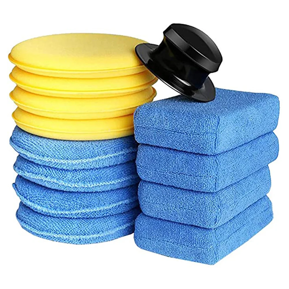 

1 Set Foam Polishing Soft Wash Sponges Waxing Cleaning Pad Kit With Grip Handle For Car Care