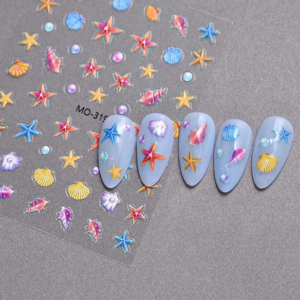 Conch Star Ocean Nail Stickers Sea Jellyfish Starfish Ocean Nail Decals Ocean Shell Nail Supplies Ocean Nail Decorations Female