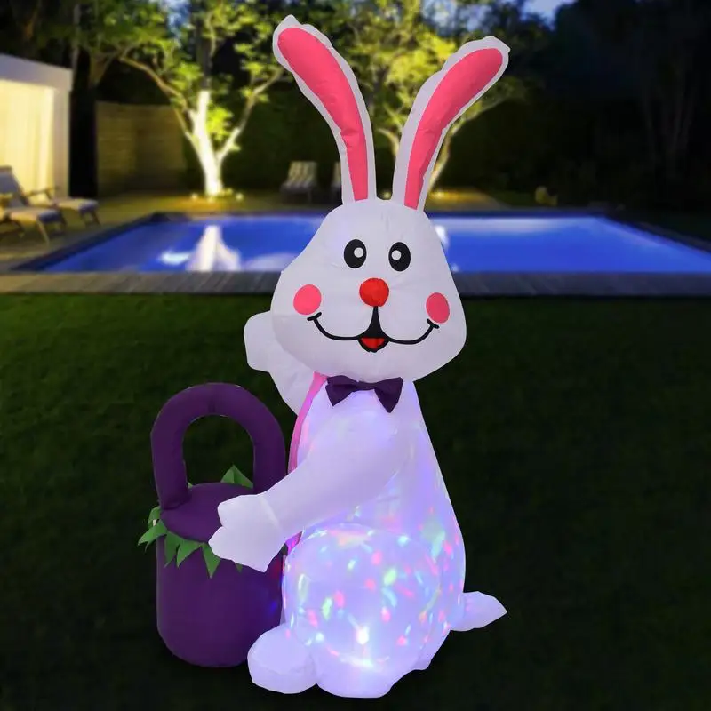 

Tall Easter Party Inflatables Outdoor Bunny With A Blower Cute Built In LED Lights For Garden Festival Home Shop Decoration