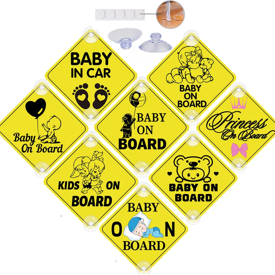 Cartoon Baby Auf Board Serie Saugnapf Aufkleber für Auto Styling Sicherheit  Kinder in Auto Warnung Zeichen PVC Hinweis Bord und Abziehbilder -  AliExpress