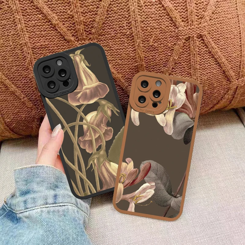 Retro Floral Soft Shell Phone Case - Elegant Flower Back Cover Design