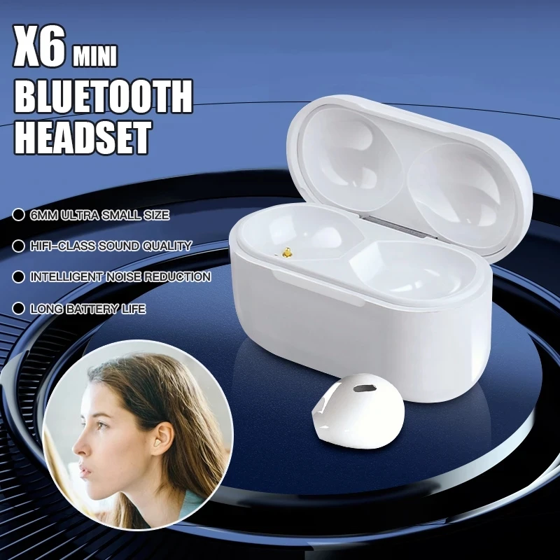 New Invisible Earphones Mini Headphones Bluetooth TWS Wireless Touch Game NFC Semi-In-Ear Earbuds Noise Reduction Sports Headset