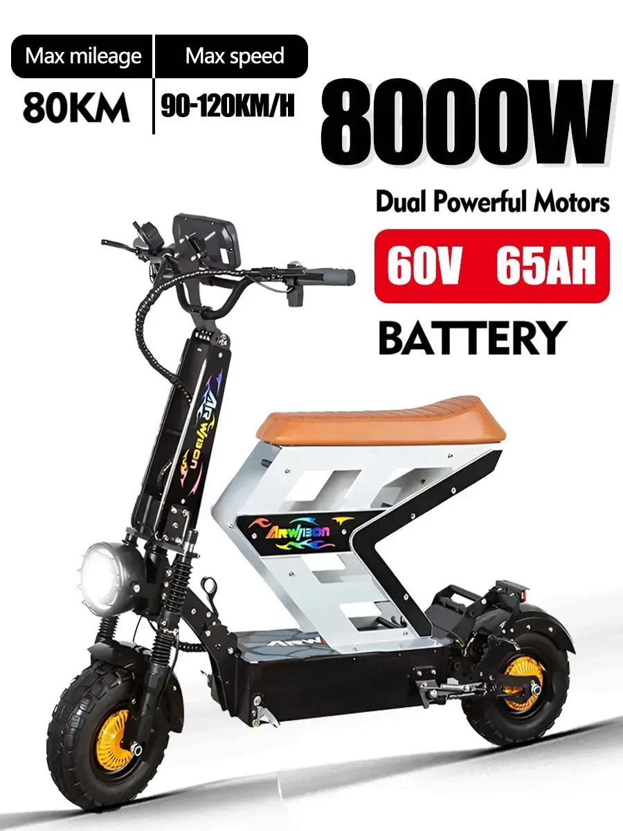 Electric Scooter m10 8000W 60V 65AH large electric scooter max speed 90-120km/H 13inch off-road tyres lcd display removable large seat escooter