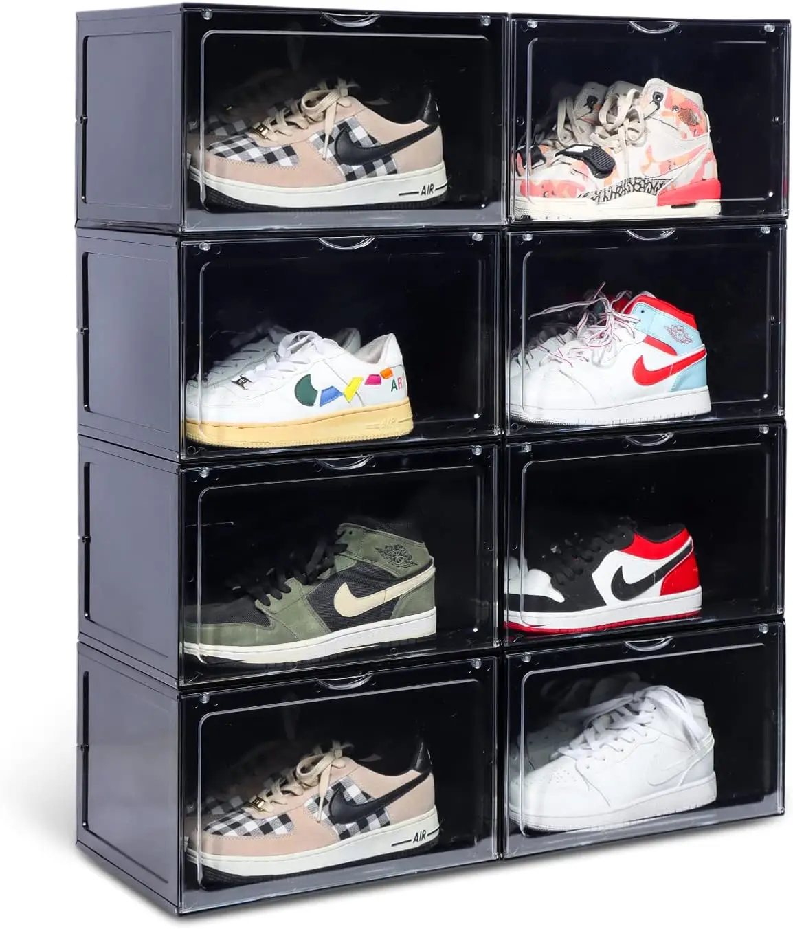 

8 Pack XL Shoe Storage Organizer for Closet, Large Shoe Boxes Clear Plastic Stackable, Clear Shoe Cases for Sneakers Size