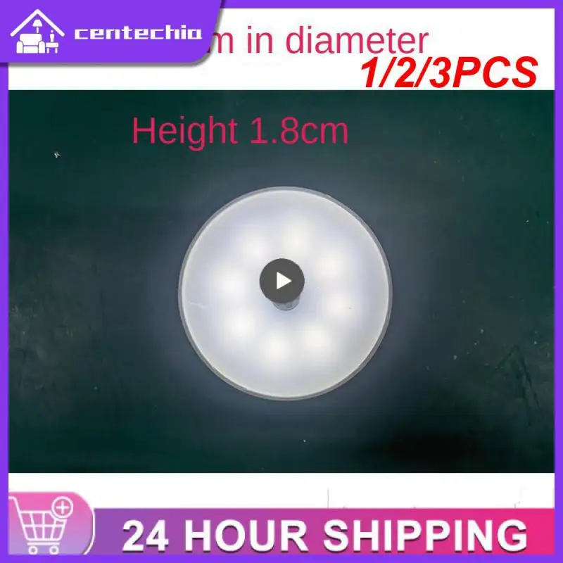 

1/2/3PCS Motion Sensor Light Led USB NightLights Round Chargeable Lamp for Bedroom Kitchen Stair Hallway Wardrobe Cupboard