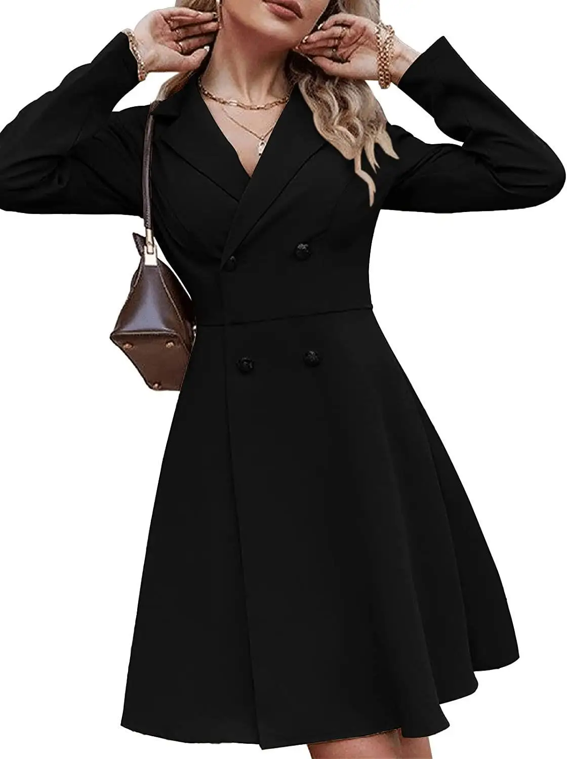 

Autumn and Winter Trend New Temperament Fashion Women's Solid Color Double breasted Long Sleeve Windbreaker Coat