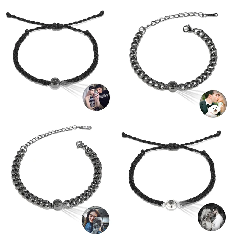 

Circle Photo Projection Bracelet Personalized Handmade Bracelets For Couple Family Friend Christmas Valentine's Day Gifts