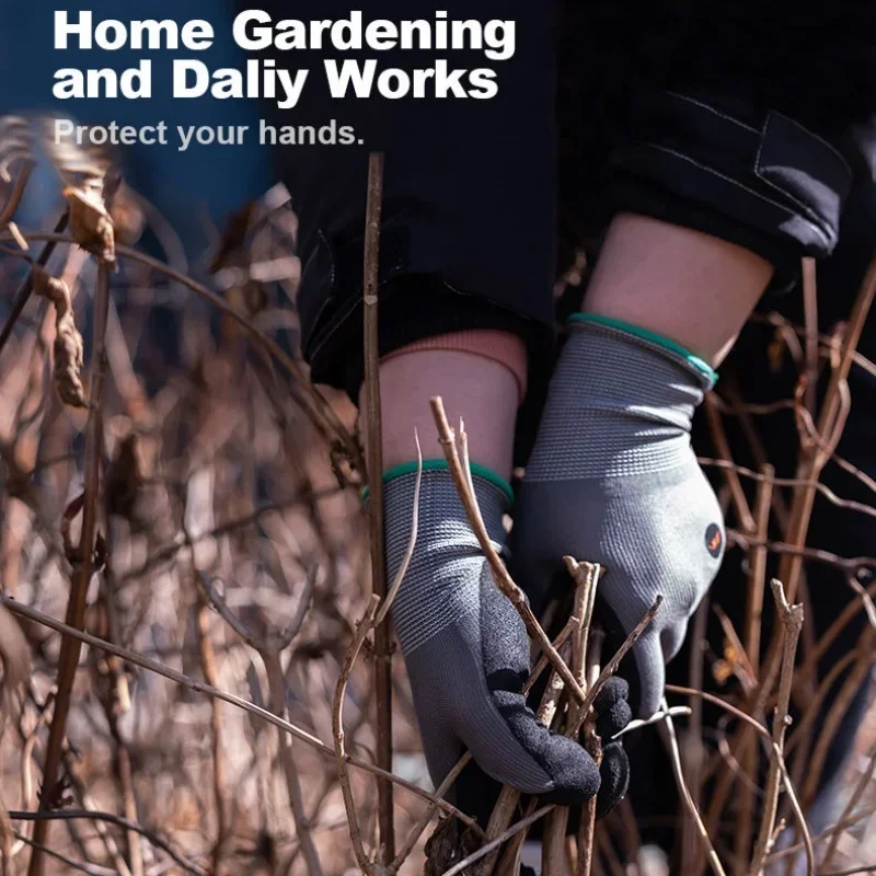 JIMIHOME Gardening Gloves Rose Pruning Proof Gloves Breathable Rubber Coated Gloves for Digging Planting Garden Tools 3