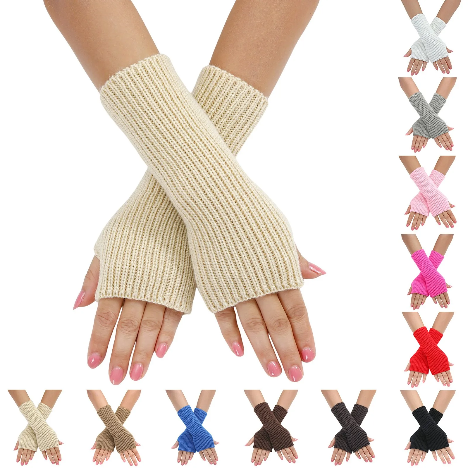 Fingerless Gloves Women Mittens Winter Hand Warmer Knitted Arm Sleeve Half Finger Glove Ladies Punk Gothic Glove перчатки fleece fingerless gloves fingerless gloves half finger gloves winter gloves