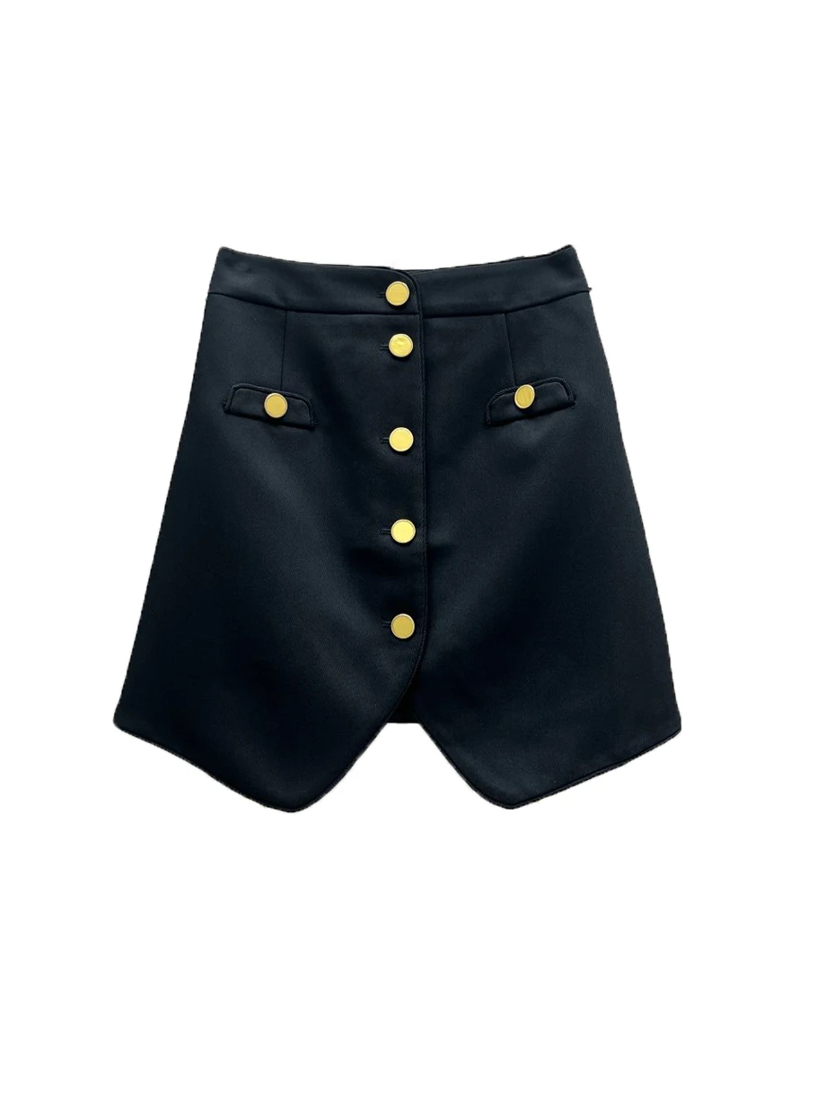 

Gold Button Half Skirt Fashion Exquisite Personality Comfortable Versatile 2024 Autumn and Winter New 1124