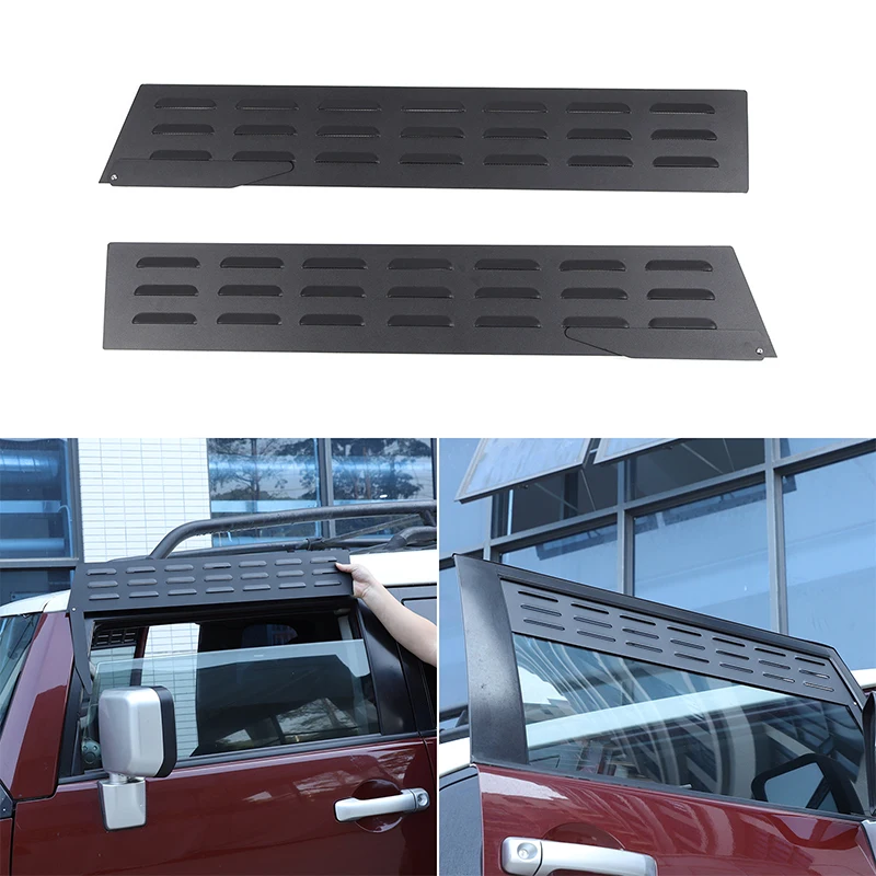 

For Toyota FJ Cruiser 2007-2021 Aluminum Alloy Black Car Front Side Window Louver Ventilation Panel Sticker Car Accessories 2Pcs