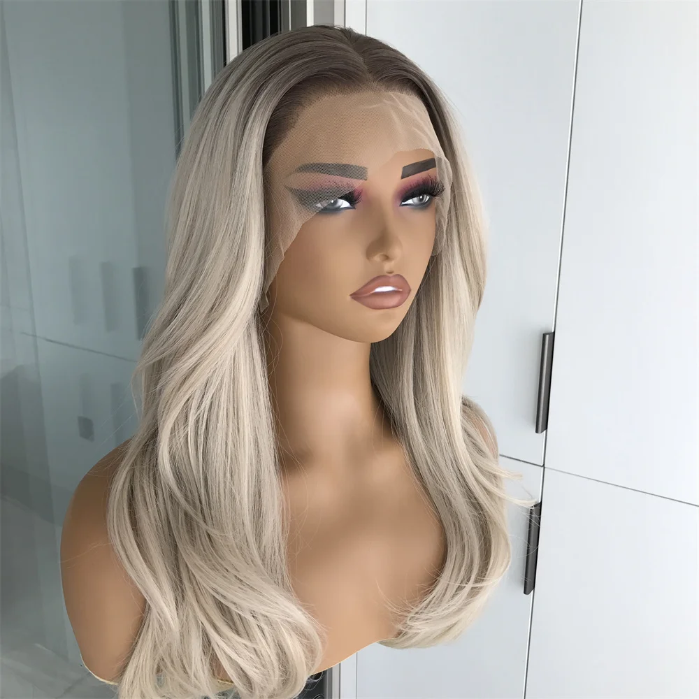 Ombre Blonde 13x4 Synthetic Lace Front Wig for Women Pre Plucked Hairline Natural Looking Heat Resistant Fiber Hair