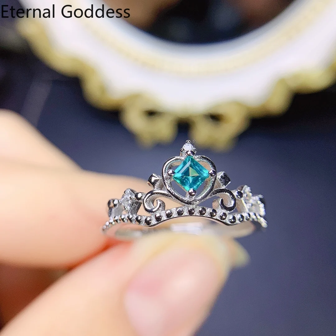 

925 Sterling Silver 3✖️3mm Boutique London Blue Topaz Ring Ladies Ring Birthday Gift Luxury Jewelry Indian Jewelry Set