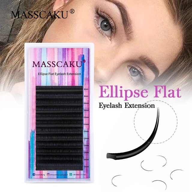 Outstanding quality flat eyelash matte ellipse eyelash extension custom own  brand 8-18mm & mix length silk mink lash extensions