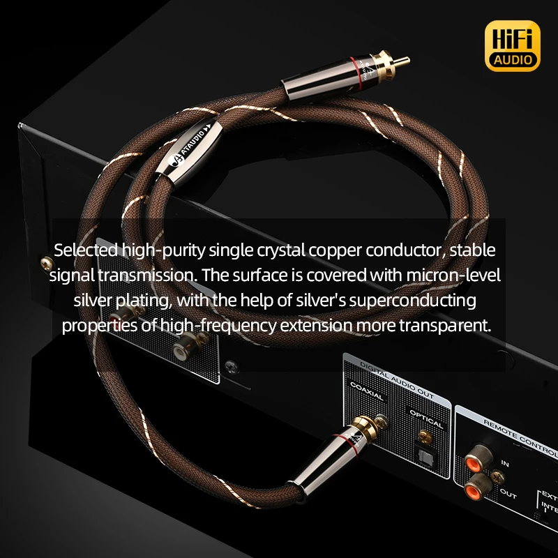 Premium Silver Plated RCA HiFi Audio Cable for Speakers and Subwoofers
