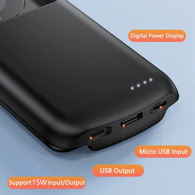 10000mAh Type C Universal Battery Case For Samsung S25 Huawei Xiaomi 3A Fast Charging External Battery Power Bank Charger Case_voghion.com