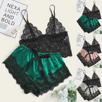 1 ensemble de pyjamas femmes déshabillé en dentelle Lingerie hauts courts et shorts nuisette pyjamas sous-vêtements vêtements de nuit 3