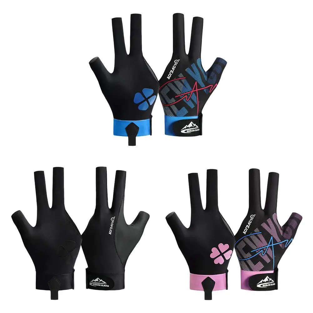 Left Hand Billiards Glove Three Finger Snooker Billiard Glove Non Slip Stickers Elasticity Billiard Training Gloves 1pc billiard gloves billiard training accessory