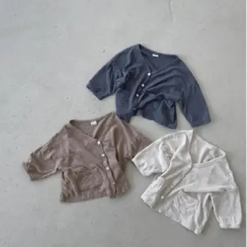 아기 코튼 긴팔 가디건, 얇은 코튼, 어린이 자외선 차단 재킷, 솔리드 코트, 소년 소녀, 캐주얼, 아기 옷, 2023 여름 신상