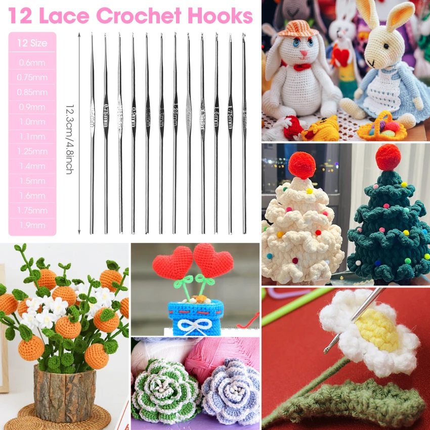 59 Pcs Crochet Kits for Beginners 0.6-6.0 mm Colorful Crochet Hook