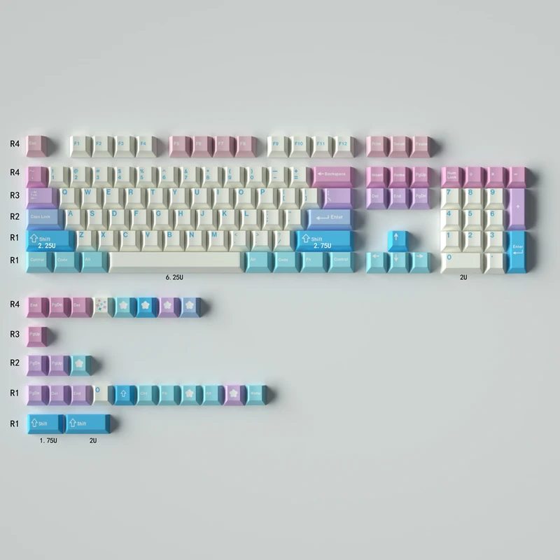 Gmk Fairy Gradient Teclado Mecânico Perfil Cereja Pbt Dye Sublimation Keycap para Keychron q2 65 75 Anne Gh60 23129 Chaves