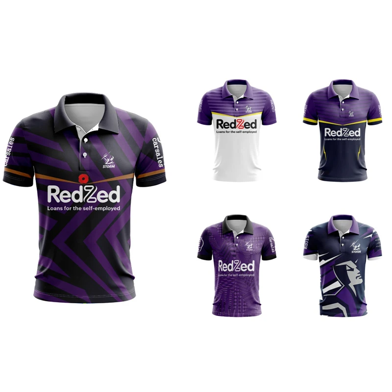 

2024 Melbourne Storm Home and Away Rugby Championship, Melbourne Storm Men's Training Station High Quality POLO/Fishing Suit