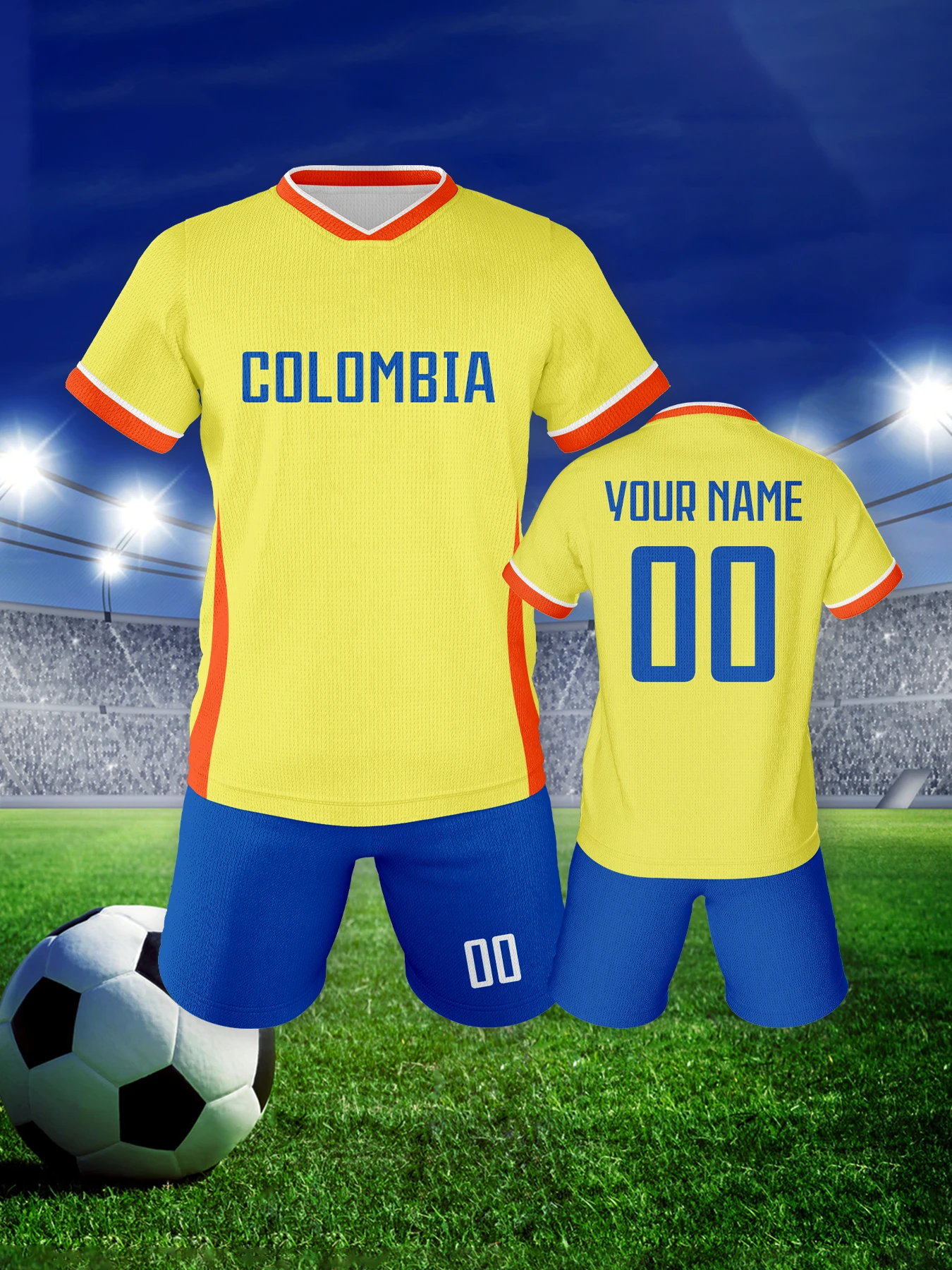 Kids Football Jersey Custom Name Number Colombia Soccer Kit for Boys Girls