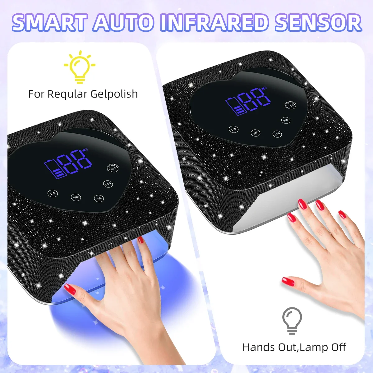 UV LED Nail Lamp Nail Art Lamp with Diamonds Cordless UV Cabin for Nails Manicure Lamp with 5 Timer Settings Nail Light Tools 4