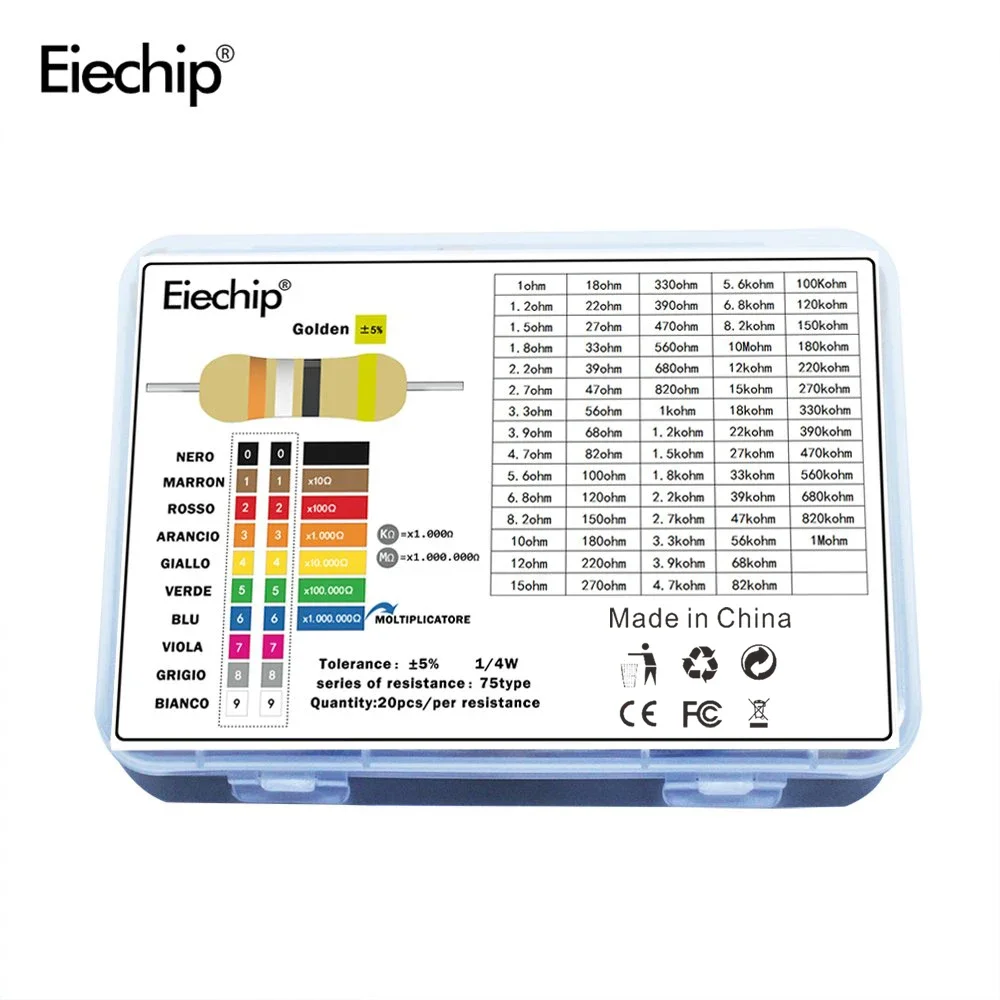 1500pcs/lot 1/4 Power Carbon Film Resistor assortment kit 75Values 1 ohm - 10M ohm Resistance 5% electronic resistors set pack 300pcs lots 1 6w 121 values 5% carbon film resistor kit set of resistors pack good electronic resistance 1r 1m 1k 10k 220r ohm