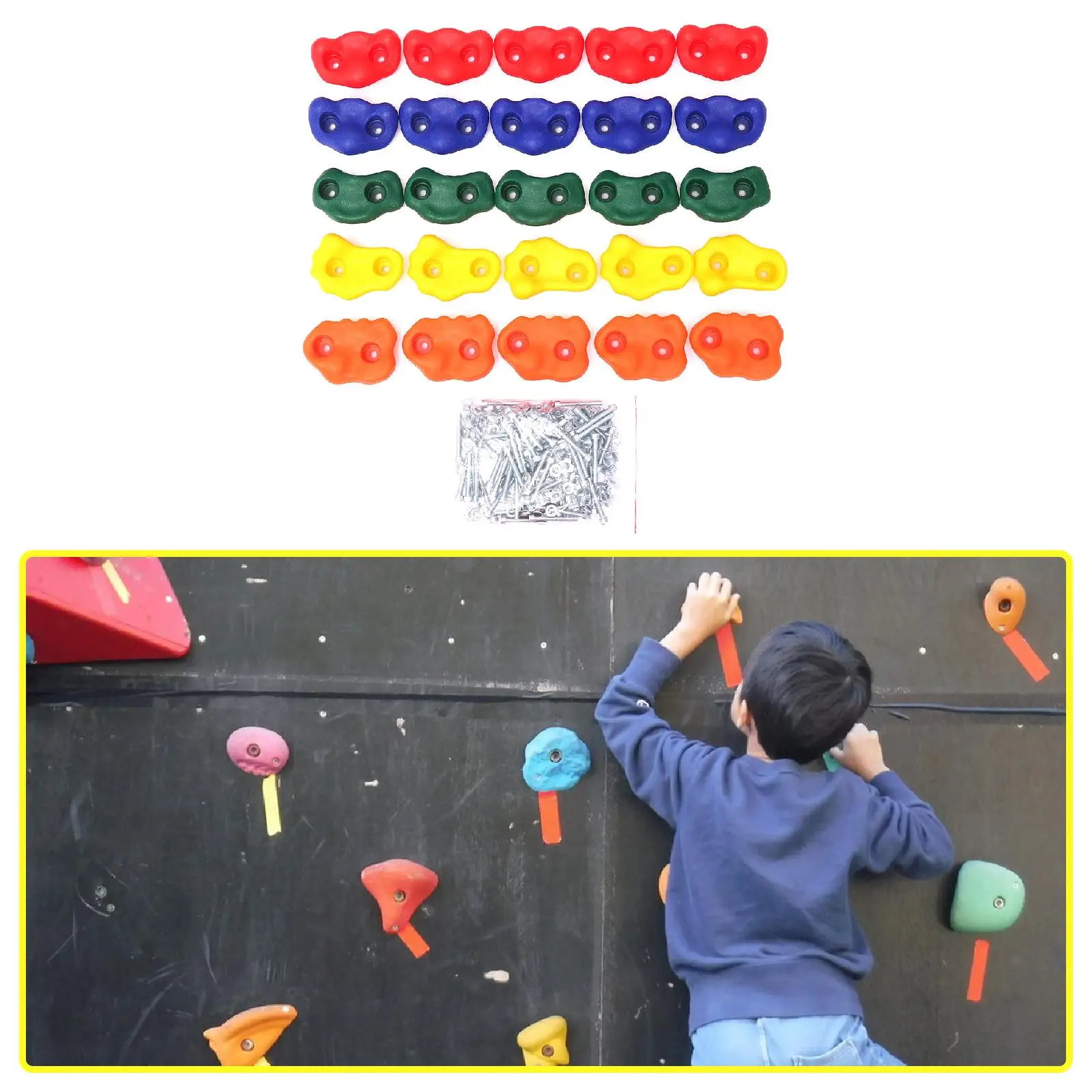 Tree Climbing Holds for Kids Climber, Adult Climbing Rocks for Outdoor Obstacle Course Training with Mounting Hardware