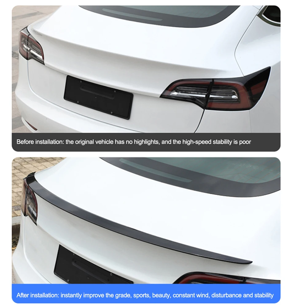 For Tesla Model 3 Y 2017- 22 2023 Rear Trunk Spoiler Sports Modely Tail  Wing Trunk Lip Carbon Fiber ABS Wing Spoiler Car Styling