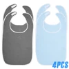 4Pcs Adult Bibs Polyester Dining Clothing Protectors Adjustable Adult Feeding Bibs Seniors Stain Resistant Diet Cloth Blue/Grey 1