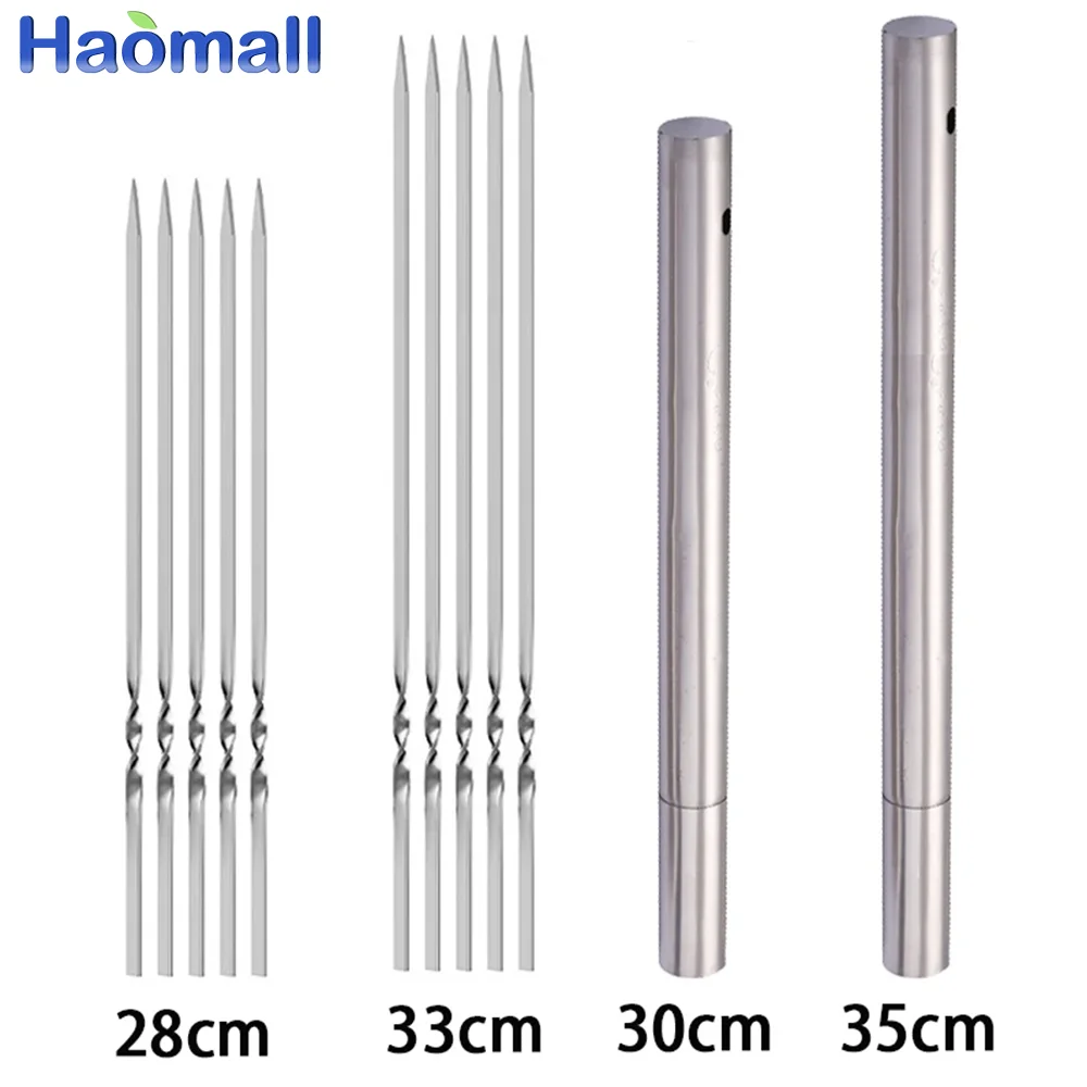 Barbecue Skewers Stainless Steel Barbecue Skewer Reusable BBQ Skewers Kebab Iron Stick For Outdoor Camping Picnic Cooking Tools