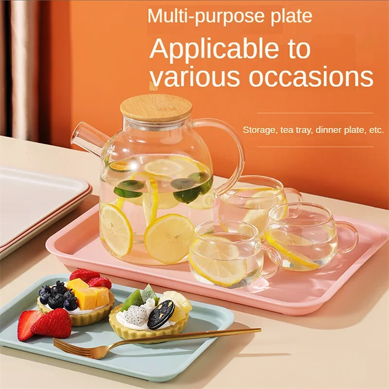 Nordic PP Pallet Plastic Tray Food Bread Pan Green Rectangular Storage Household Kitchen Supplies Hotel Service Tray Dessert 3