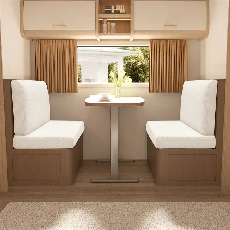 2PCS/Set Stretch Polyester Sofa Bench Cover RV Dinette Cushion Covers Soft Sofa Seat Backrest Cover for RV Camper Car Decor소파 커버
