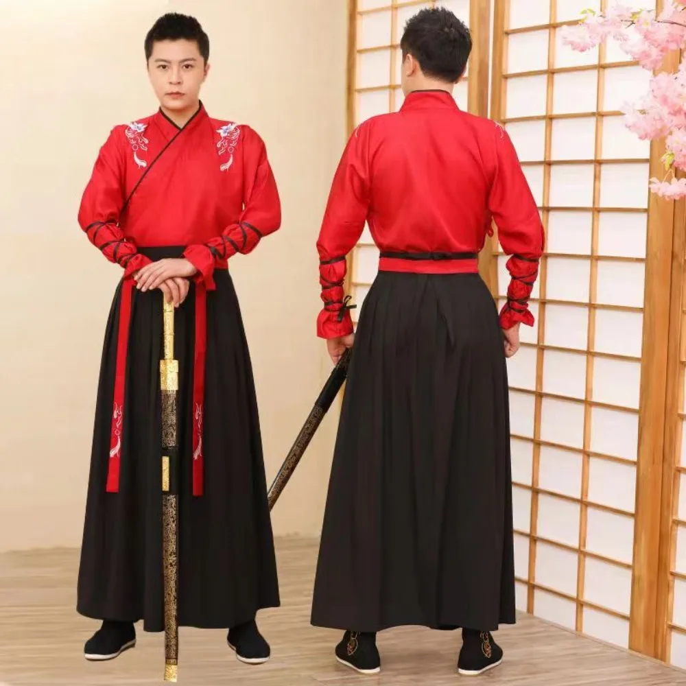 New Year Adult Men Women Ancient Chinese National Hanfu Festival Stage Performance Folk Dance Dress Couple Halloween Costume