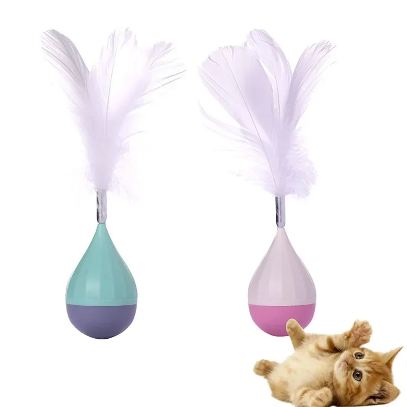 Cat Toy Tumbler Feather Teaser Toys For Cats Pet Playing Scratch Kitten Puzzle Interactive Toys Pet Cat Rolling