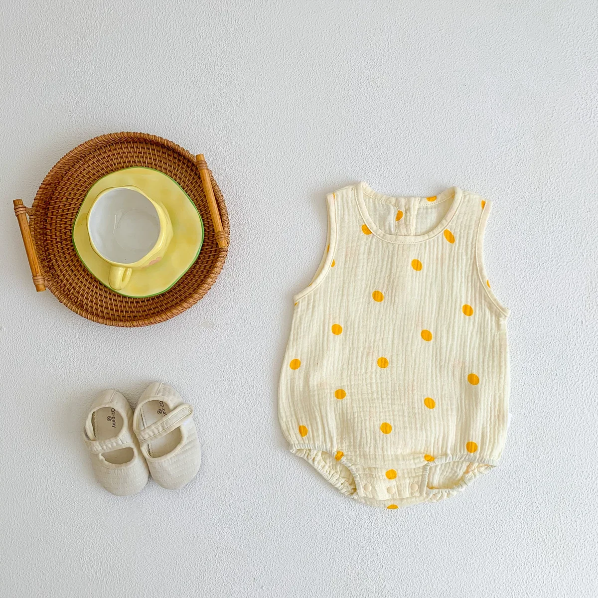 2023 New In Summer Infant Newborn Baby Girls Boys Wrinkle Cloth Cotton Outfits Kids Casual Jumpsuits Toddler Bodysuits 5